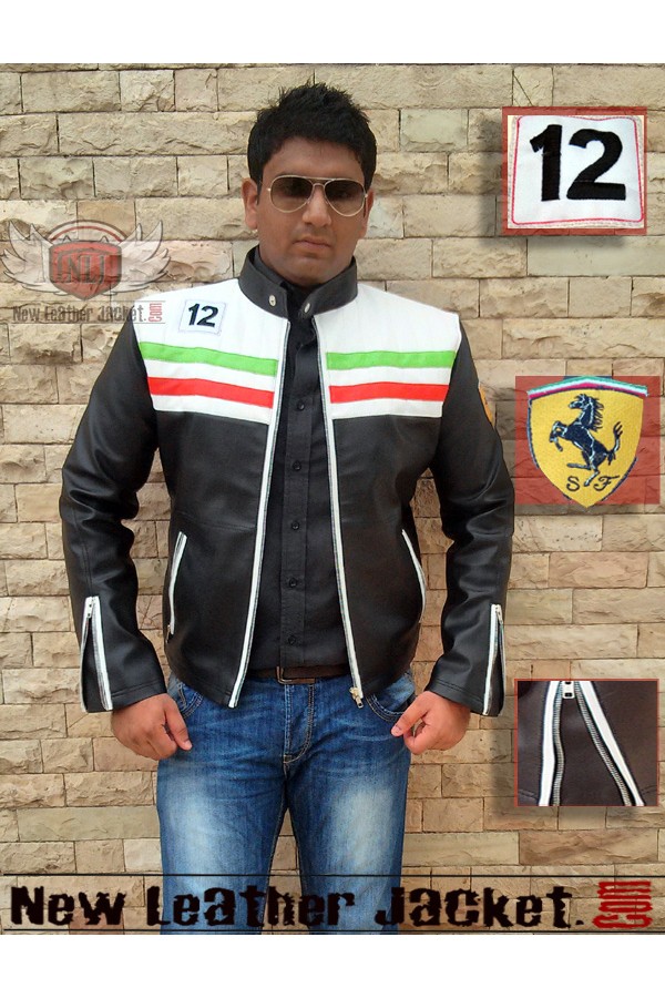 Ferrari Shield Vintage Leather Jacket Black